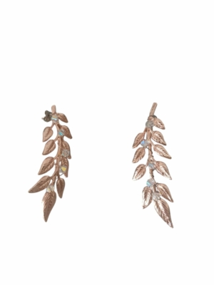 Aretes hojas oro rosa